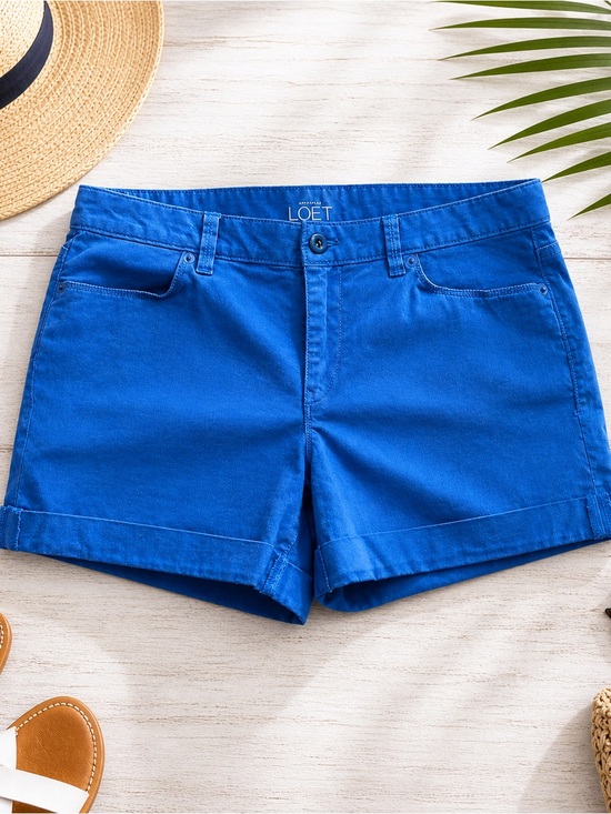 LOFT Pants - LOFT Cobalt Blue Women’s Chino Cuffed Hem Shorts Size 8 Cute Coastal Y2K July 4